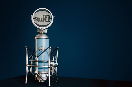 blue and gray Blue condenser microphone