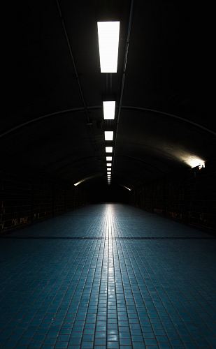 blue brick floor