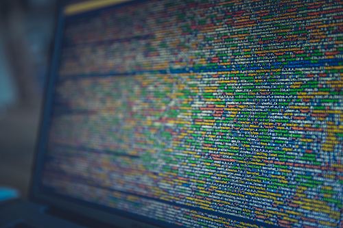 Long colorful lines of code on a computer screen