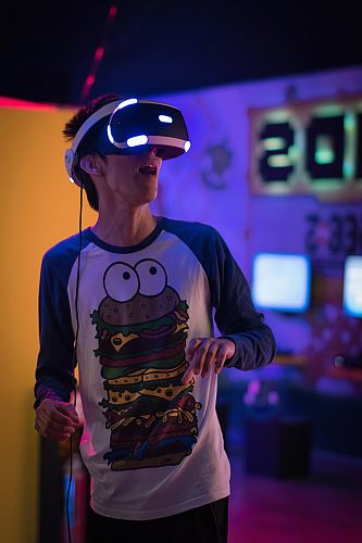 man wearing Sony PlayStation VR