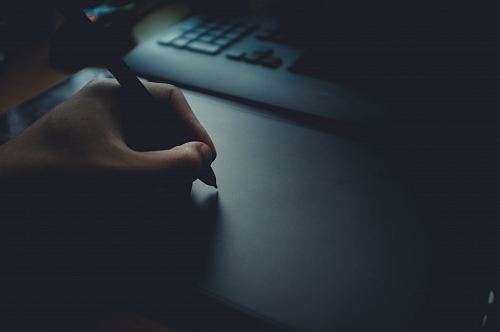 person using track pad