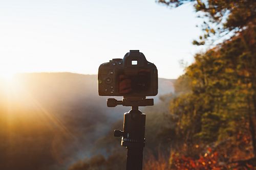 shallow focus photography of black DSLR camera