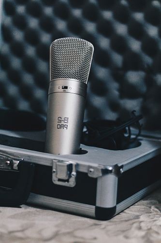 silver condenser microphone