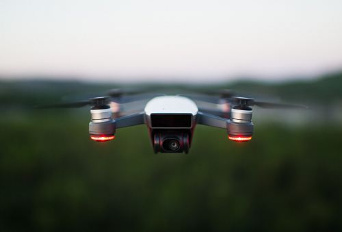 silver quadcopter