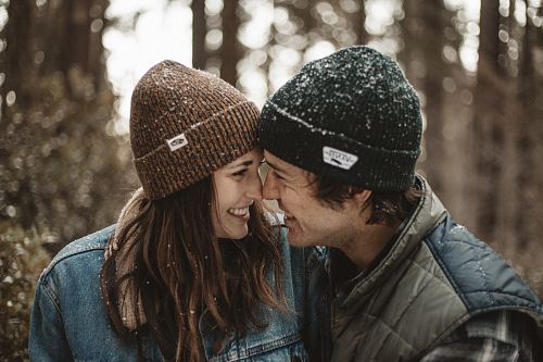 smiling couple with close face