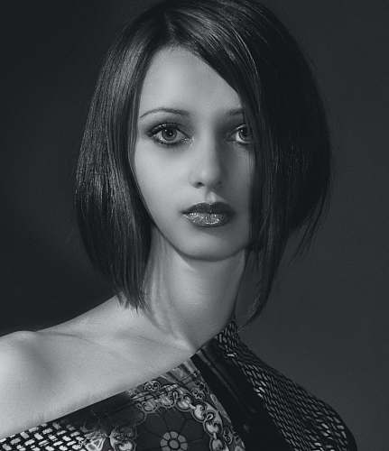 human woman in black and white polka dot dress person