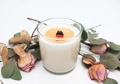 drink white tealight candle on white surface milk