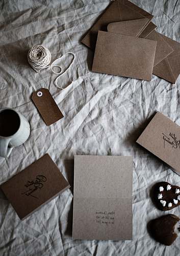 grey brown envelops on gray textile dessert