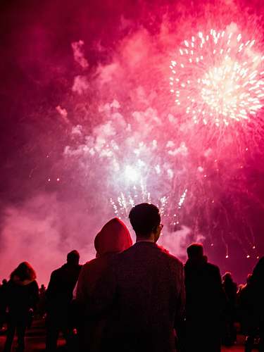 person people watching fireworks during nighttime nature