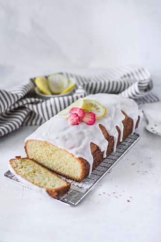 dessert barked bread with lemon fruit and cream cake