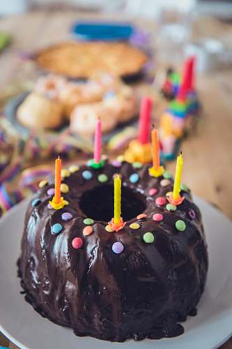 cake black cake with candles dessert