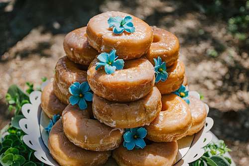 bread donuts on plate sweets