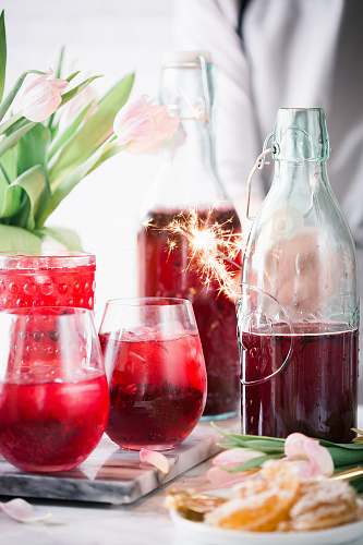 drink drinking glasses and bottles on table beverage