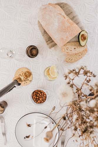 plant plate on table bread