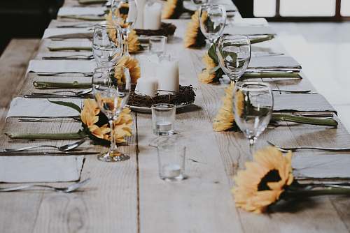 table long-stemmed wine glass on table furniture