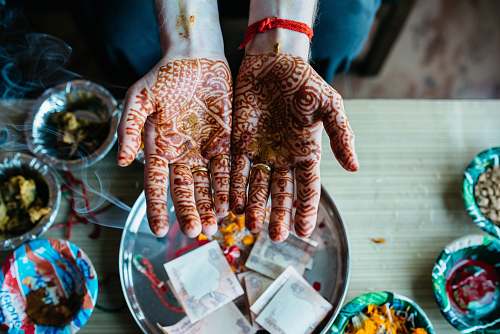 hands human hand with mehndi tattoo henna