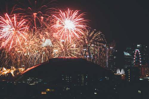 outdoors fireworks during nighttime nature