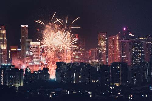 night fireworks display in the city fireworks