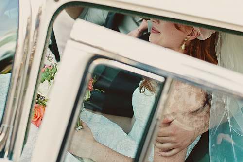 wedding bride in white vehicle love