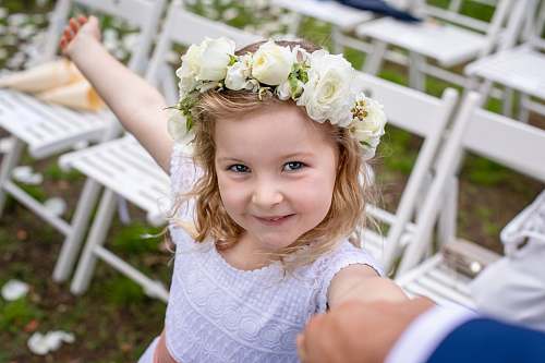 plant smiling girl wearing white dress flower