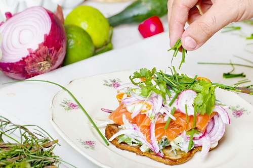 food vegetable salad on plate human