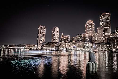 boston city buildings during nighttime urban