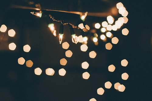 light selective focus of string lights bokeh