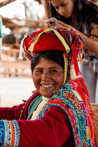 apparel woman wearing multicolored traditional dress clothing