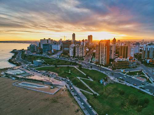 outdoors aerial photography of high-rise building beside seashore during daytime nature