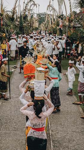 human group of people parade on street festival