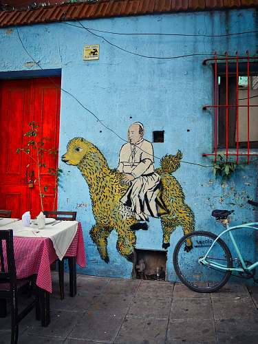 machine priest riding on llama illustration bike
