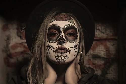 person woman with sugar skull makeup people