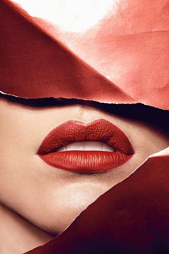 woman wearing red lipstick
