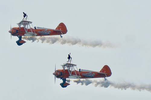 airplane two biplane on flight biplane