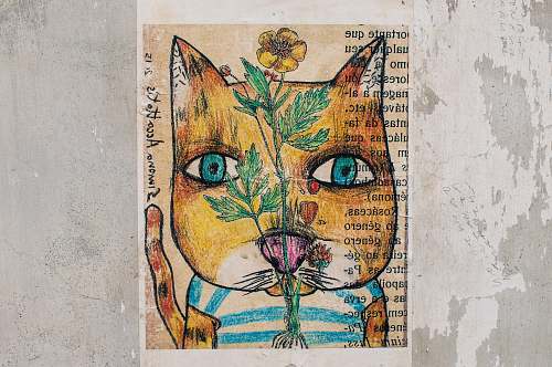 cat brown cat painting cat art