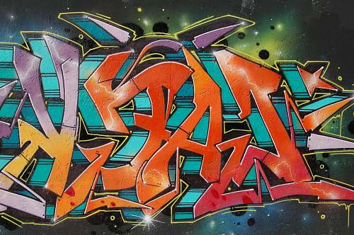 graffiti orange and purple graffiti piece wall