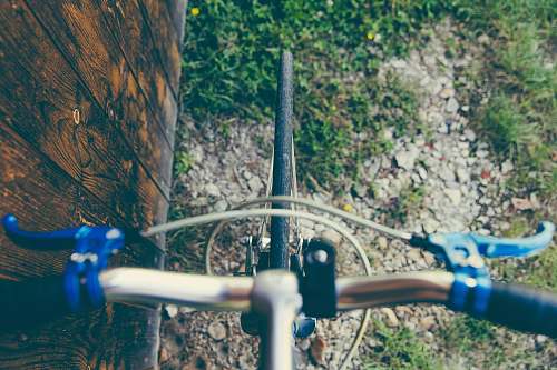 handlebars black bicycle tire on top view brakes