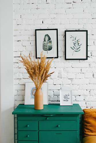 home teal wooden drawer dresser vase