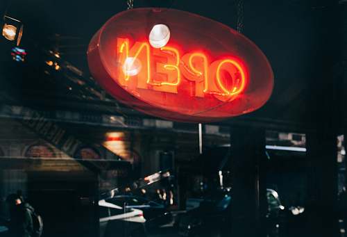 sign red open neon signage restaurant