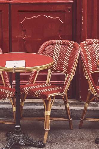 furniture red chairs near table chair