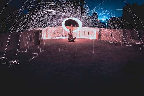 human man standing on surface in steel wool photography leisure activities