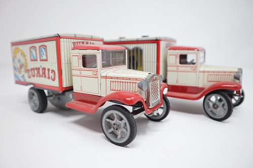 truck two white circus van toys vehicle