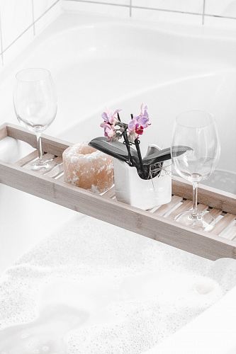 two wine glasses on tray