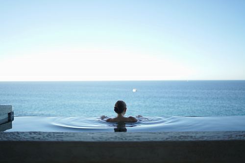 woman in water pool