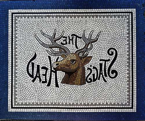 mosaic brown deer head taxidermy painting tile
