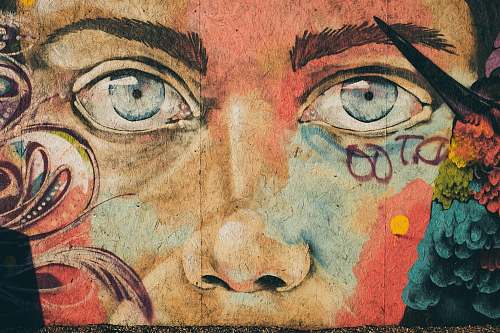 human floral person's portrait graffiti mural