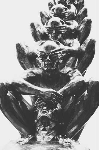 black-and-white gray statue statue