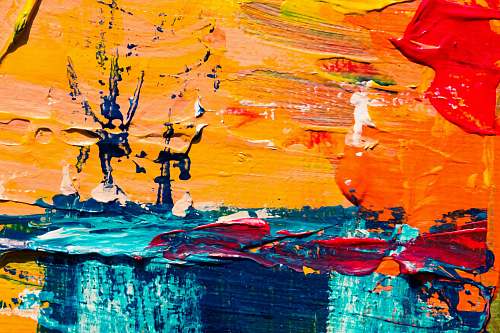 painting orange, red, and blue abstract painting texture