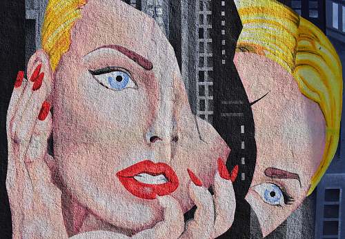 person painting of woman's face mural