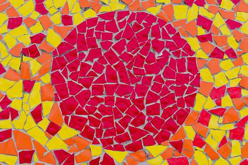 mosaic red, orange, and yellow artwork tile